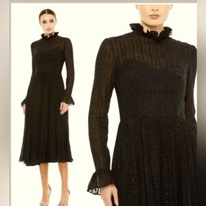 Ieena for Mac Duggal, Size-8, NEW WITH TAGS, Elegant Black Ruffled Women's Dress